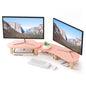 AFOOYO Dual Monitor Stand Riser, Wing-Shaped Sturdy Desktop Wood Stand for 2 Monitors, White Riser for Laptop, PC, Computer