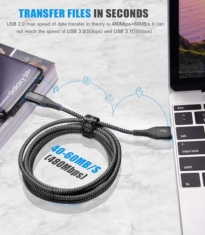 sweguard USB Type C Charger Cable [3-Pack,10ft+6.6ft+3.3ft] iPhone 16 Charger Nylon Braided Cord for iPhone 16 15 Pro Max Plus Samsung Galaxy S24 S23 S22 S21 S20 S10 Note 20 10 A54 Pixel LG Moto PS5