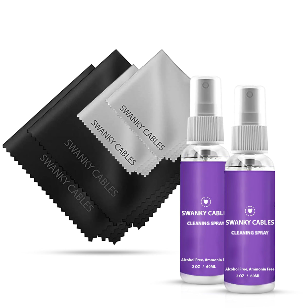 Swanky Screen Cleaner Kit: Microfiber Cloths & Spray for TV, iPad, iPhone, Monitor & Laptop (2 Oz, 4-Pack)