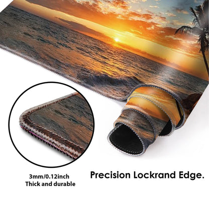 Galdas Gaming Mouse Pad XXL XL Large Mouse Pad Mat Long Extended Mousepad Desk Pad Non-Slip Rubber Mice Pads Stitched Edges Thin Pad (31.5x11.8x0.12 Inch)-Sunset Beach