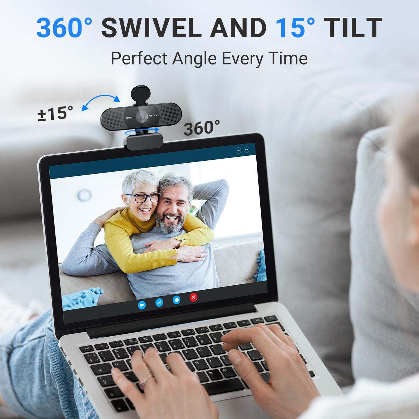 EMEET C960 AF 1080P Webcam for PC, Autofocus, 73° View Angle