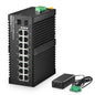 MokerLink 5 Port Industrial DIN-Rail Network Switch, 4 Gigabit Ethernet, 1 SFP, 14Gbps Switching Capacity, IP40 Rated (-40 to 185F), With UL Power Supply