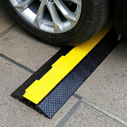 YONSHENG Rubber Cable Ramp Cord Cover Cable Protector Ramps Wire Hose Protective 2 Channel 22000Lbs Load Capacity Traffic Speed Bump for Asphalt Concrete Gravel Driveway Indoor Outdoor, 5 Pack
