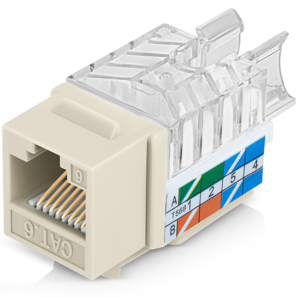 Everest 45 Degree RJ45 Cat6 Keystone Jacks Slim Profile 20-Pack Orange