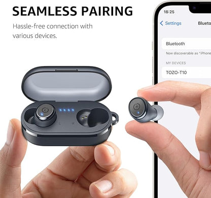TOZO T10 Wireless Earbuds Bluetooth 5.3 Headphones, App Customize EQ, Ergonomic Design, 55H Playtime, Wireless Charging Case, IPX8 Waterproof Sound in-Ear Headset, 2025 New Version