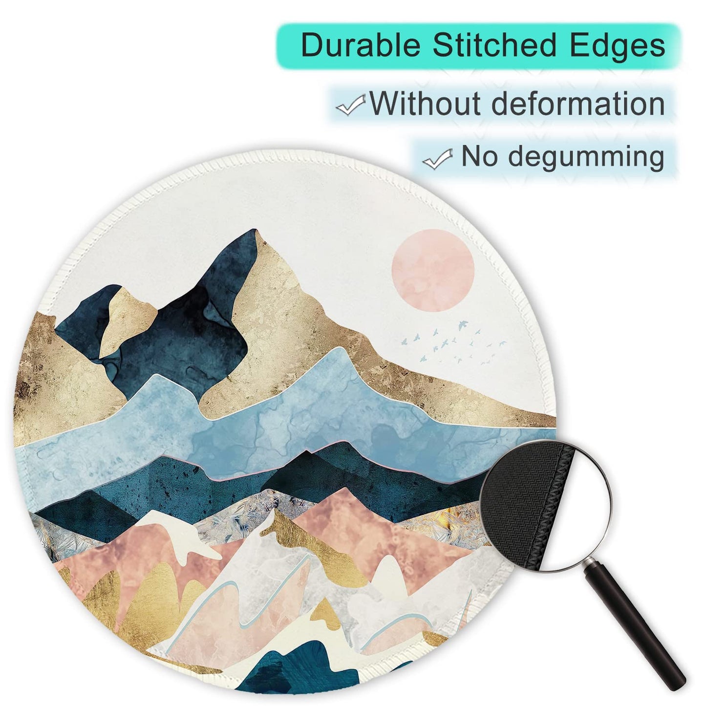 ITNRSIIET Round Mouse Pad with Stitched Edge Premium-Textured Waterproof Non-Slip Rubber Base Desktop Protection Mat Diameter 8.7 inches, Sunrise