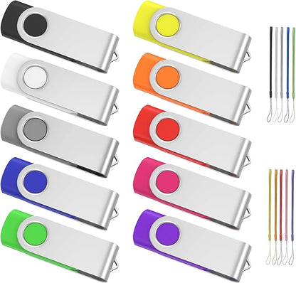 ABLAZE 32GB Flash Drive 10 Pack, USB 2.0 Memory Stick with Lanyards