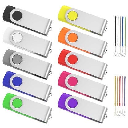 ABLAZE 1GB Flash Drive 10 Pack, USB 2.0 Memory Stick with Lanyards
