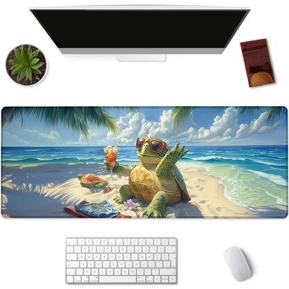Kibue Turtle Gaming Mouse Pad Extended Desk Computer Keyboard Laptop Mouse Pads for Gaming Home Office Work, Large Long Desk Mat Mousepad with Non-Slip Rubber Base 31.5×11.8inch(17)