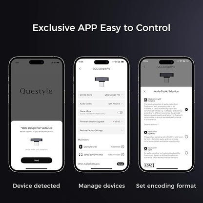 QCC Dongle Pro USB-C Bluetooth Adapter, Bluetooth 5.4 Audio Adapter with LDAC,aptX Lossless&aptX-Adaptive,Low Latency Wireless Lossless Transmitter to Connect Wireless Headphones & Earbuds