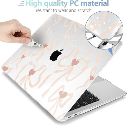 MEEgoodo for MacBook Air 13 inch Case 2021 2020 2019 2018 A2337 M1 A2179 A1932 with Touch ID, Plastic Hard Shell & Keyboard Cover Compatible with MacBook Air Case 13.3,Aesthetic Coquette Ribbon Bow