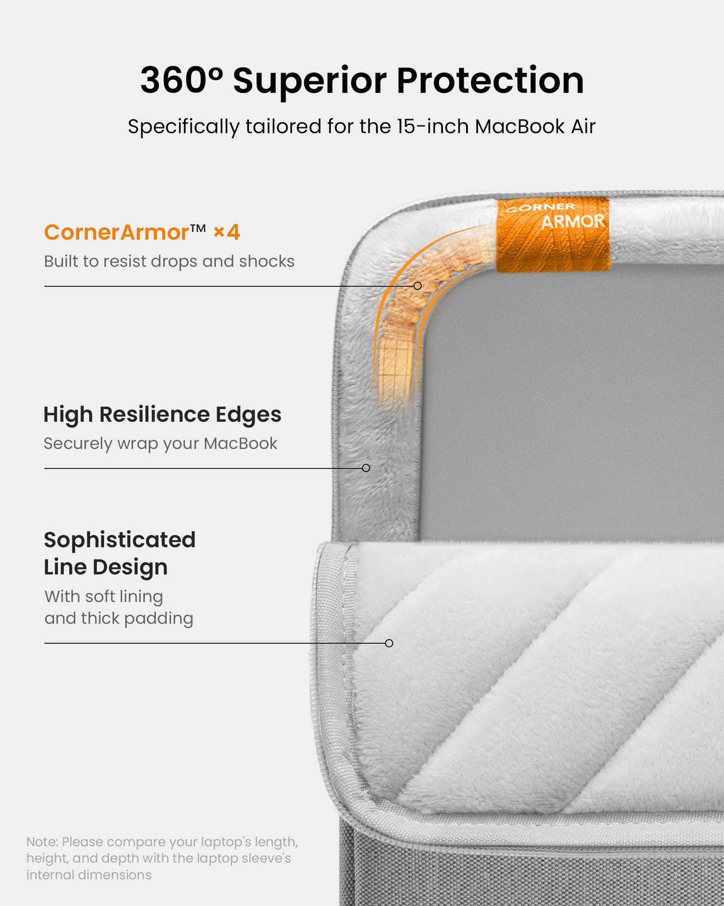tomtoc 360° Protective Laptop Sleeve for 15-inch MacBook Air M5/A3448 2026