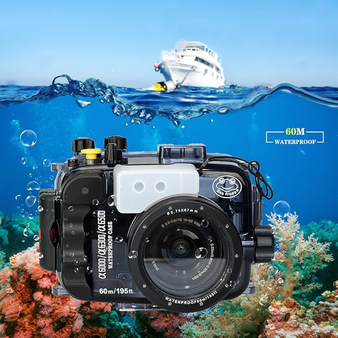 Seafrogs 40m/130ft Waterproof Underwater Camera Housing Waterproof Case for A6000 A6300 A6500 Compatible with 16-50mm Lens