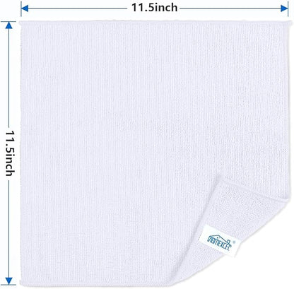 HOMEXCEL White Microfiber Cleaning Cloth, 100 Pack Cleaning Towels for Kitchen, Lint Free, Scratch-Free, Highly Absorbent, and Reusable Cleaning Rags for House, Window and Glass, Cars, 11.5 X11.5 inch
