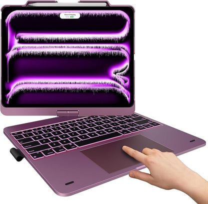typecase Touch Case with Keyboard for iPad Pro 13-inch(M4, 2024), iPad Air 13-inch(M3, 2025/M2, 2024) & iPad Pro 12.9(6th/5th/4th/3rd Gen), Trackpad, 360° Rotatable, 11-Colors Backlit, Soft Purple