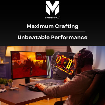 MegaPC Upgraded Open-Frame Mid-Tower Micro-ATX/Mini-ITX Gaming PC Case, Tempered Glass Side Panel, Pre-Installed ARGB PWM Fan, with USB3.0, Type-C, 240mm Radiator Support (Black)