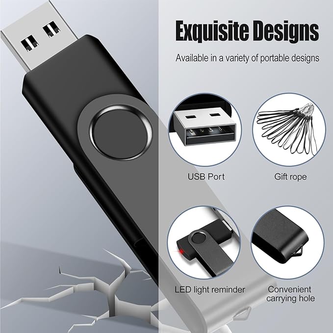 EASTBULL USB Flash Drive Bulk 1GB 200 Pack with Lanyards USB 2.0 Thumb Drive Bulk Memory Stick Swivel Pen Drive for Storage and Backup 1GB 200 Pack