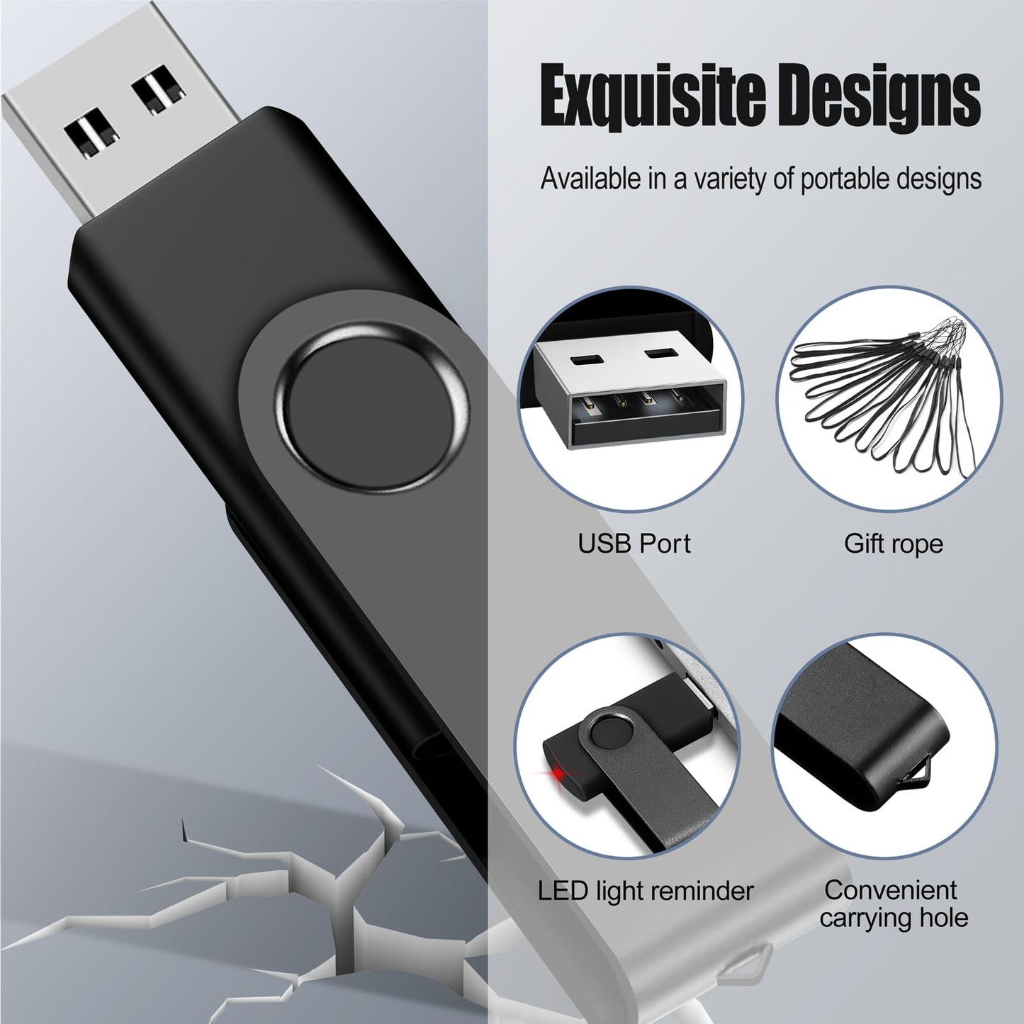 4GB 100-Pack USB Flash Drives Bulk EASTBULL USB 2.0 Thumb Drive,Black