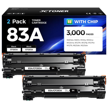 83A Black Toner Cartridge 2-Pack High Yield Replacement for HP 83A CF283A Compatible with LaserJet Pro MFP M125a M125nw M125rnw M127fn M127fp M127fw M127fs M201dw M201n M225dn M225dw Printer Ink Copy
