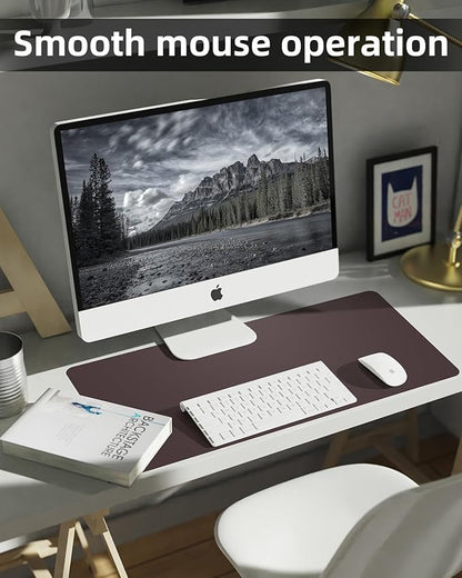 Non-Slip Desk mat,PULeather Desk Pad Protector, Office Desk Mat, Large Mouse Pad,Desk Blotter, Laptop Desk Pad, Waterproof Desk Writing Pad for Office and Home (Coffee, 35.4" x 17")