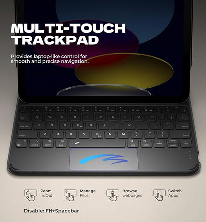 Dexnor for iPad (A16) 11th/10th Generation Case with Keyboard Ultra-Light Magnetic Detachable Folio Keyboard Cover Multi-Touch Trackpad Backlit for iPad 10th Gen 10.9" (2022)/11th Gen (2025), Black