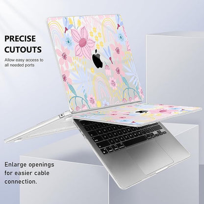 Case for MacBook Air 15 Inch 2025 2024 2023 Release M4 A3241 M3 A3114 M2 A2941, Hard Shell with Screen Protector & Keyboard Cover, Compatible with Touch ID, Florals