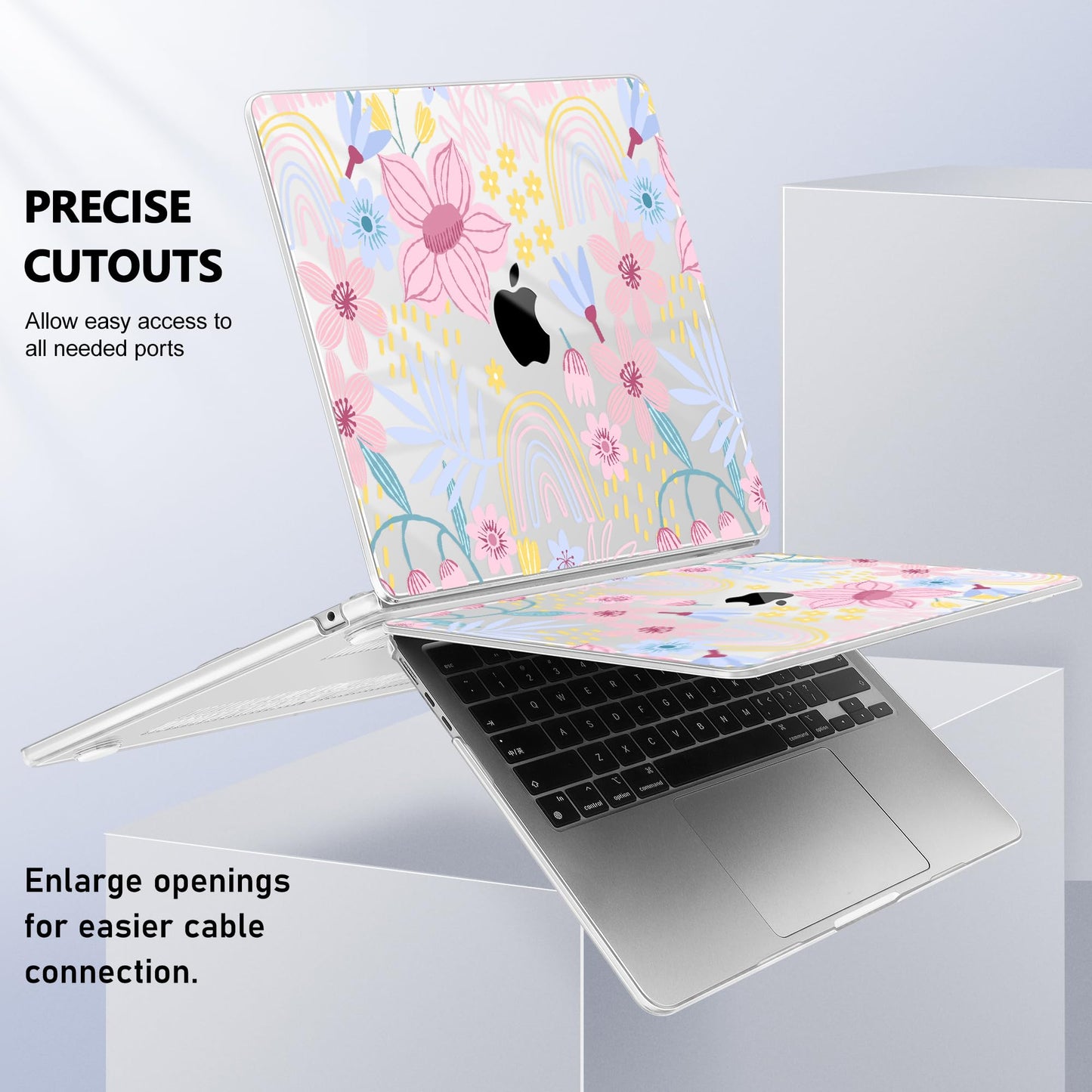 Lepeoac Case for 2026/2025/2024/2023 MacBook Air 15-inch Laptop Release M5 A3448 /M4 A3241 /M3 A3114 /M2 A2941, Stylish Protective Hard Shell Cover for MacBook Air 15.3 inch, Florals