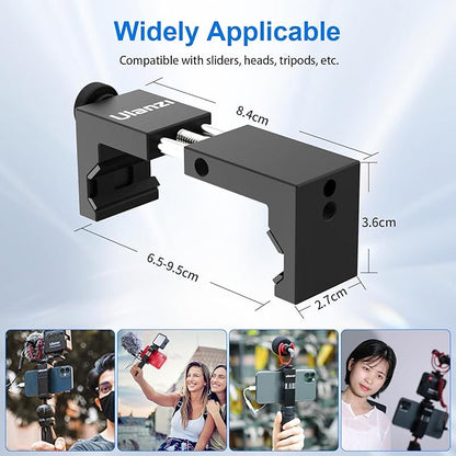 ULANZI ST-02S Aluminum Phone Tripod Mount w Cold Shoe Mount, Support Vertical and Horizontal, Universal Metal Adjustable Clamp for iPhone 12 11 Pro Xs X Max 8 7 Plus Samsung Android Smartphones