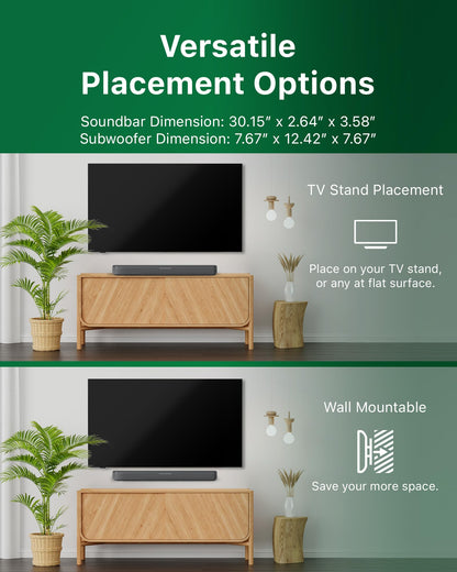 Philips B5309 2.1 Channel Soundbar with Wireless Subwoofer - Bluetooth, HDMI ARC, DTS Virtual:X, 240W Max Power, Dark Grey