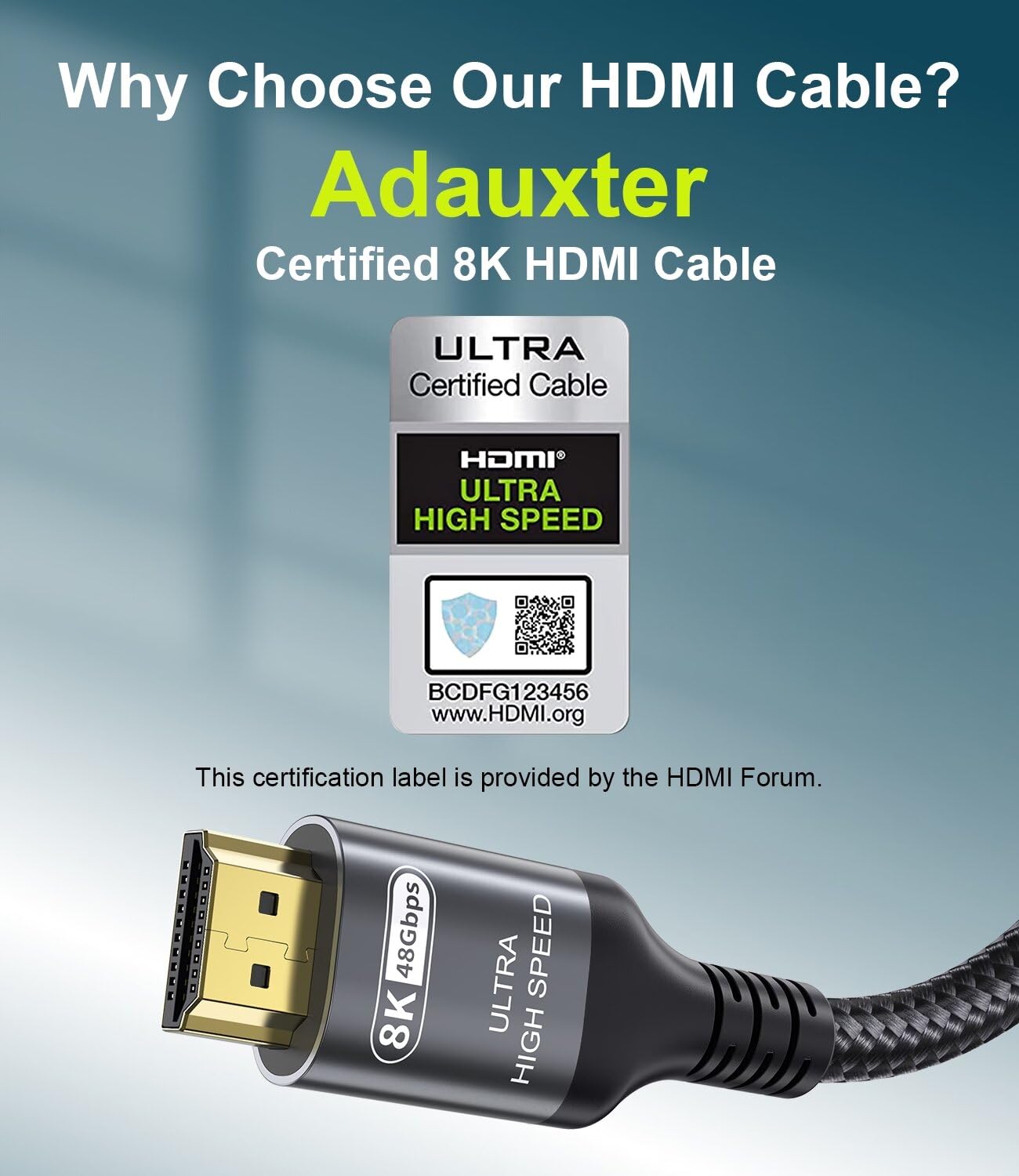 Certified 10K 8K 4K HDMI 2.1 Cable 1.5FT, 48Gbps Ultra High Speed HDMI Cord