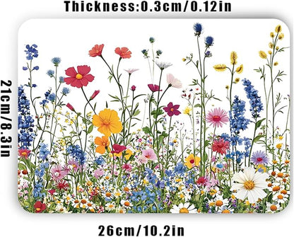 Colorful Floral Mouse Pad – Non-Slip, Washable, Waterproof with Stitched Edges, 10.2×8.3×0.12″ | Bright Desk Decor for Women, Teens & Students