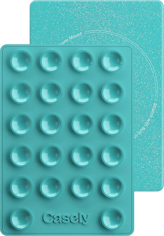 Casely Grippy Aquamarine MagSafe Compatible Cell Phone Mount Silicone Suction Cup Sticky Phone Holder and Stand, GRP-GNEM1-MS