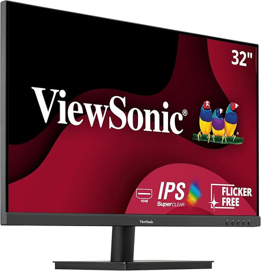 ViewSonic 32 Inch FHD 1080p IPS Computer Monitor, 75Hz Frameless Desktop Monitor with Built-in Speakers, Flicker-Free, Front Controls, HDMI and VGA for Home Office Productivity