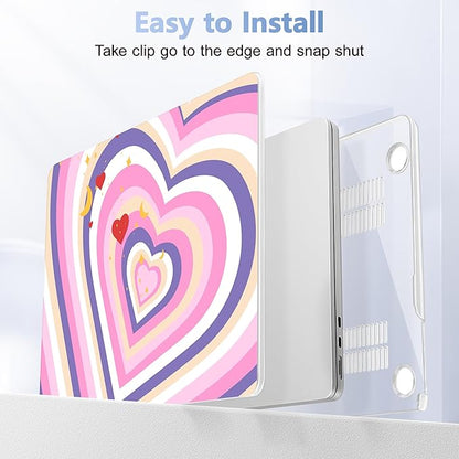 Case for MacBook Air 15 Inch 2025 2024 2023 Release M4 A3241 M3 A3114 M2 A2941, Hard Shell with Screen Protector & Keyboard Cover, Compatible with Touch ID, Wildflower Heart