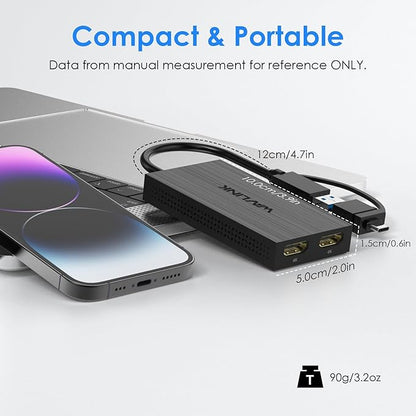WAVLINK USB-C & USB-A to Dual HDMI Adapter 4K@60Hz for 2 Monitors, DisplayLink Certified, Compatible with Mac M1/M2/M3, Windows, ChromeOS, Android, HarmonyOS (No Linux/iPad/iOS/HDCP)