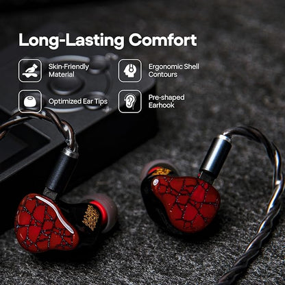 Linsoul Punch Audio Martilo in Ear Monitor, 1 Planar + 2BA + 2DD Hybrid Driver Basshead IEM Earphones, HiFi Wired Earbuds, with Precision Detail for EDM Hip-Hop Monitoring