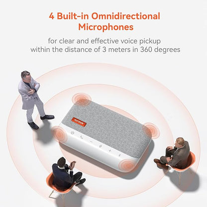 NUROUM A15 Bluetooth Conference Speaker and Microphone, 360° Voice Pick up & Noise Canceling Computer Speakerphone with 4 MEMS Mics, Daisy Chain, w/Dongle, USB Plug & Play