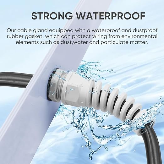 Strain Relief Cord Connector,LISTENJIALE 2Pcs NPT 1/2" Waterproof Cable Gland Flex Spiral Strain Relief Adjustable 6-12mm Cable Connector Nylon Joint with Gaskets(Grey)