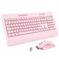 KOPJIPPOM Wireless Keyboard and Mouse Set with Quiet Keys, 2.4G Full Size Ergonomic Keyboard with Wrist Rest, Protective Covers, Soft Touch Silent Design for Windows, Computer, PC and Laptop
