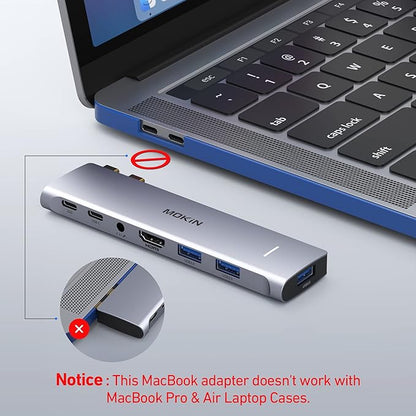 MacBook Pro Adapter, USB C Adapter for MacBook Pro/Air M1M2M3 2022 2021 2020 13" 15" 16", Mac Dongle with 4K HDMI, 3 USB 3.0, USB C 3.0 and 100W Thunderbolt 3, Audio, Support MagSafe 3 Charging