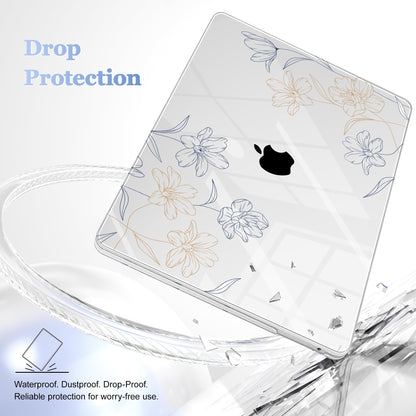 Lepeoac Case for MacBook Pro 13 inch Case M2 2022-2016 A2338 M1 A2251 A2289 A2159 A1989 A1708 A1706, Plastic Hard Shell + Keyboard Cover + Dust Plug, Floral