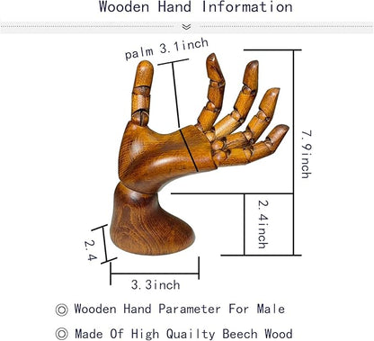Wooden Hand,Wooden Mannequin,Antique Finish Wood Hand,Hand Model for Drawing,Male Hand of Left with Antique Finish.