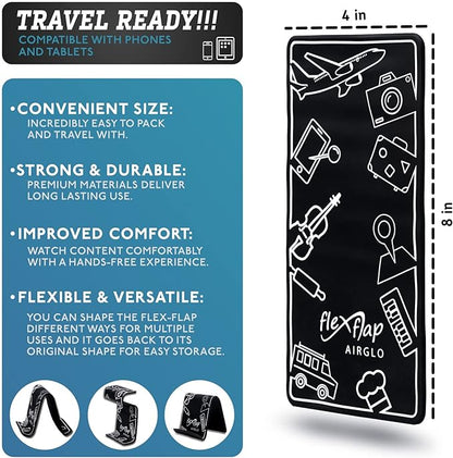 AirGLO Flex Flap - Adjustable, Portable Phone Stand for Travel, Home, Desk, Bed, Treadmill, iPad, Tablet
