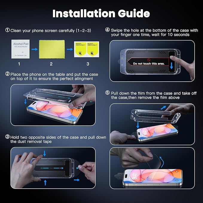 Uyiton UnBreak-Glass for iPhone 15 Pro Max Screen Protector, [Easy to Install] Full Coverage Case Friendly Scratch Resistance Bubble-Free 9H Tempered Glass Screen Protector 15 Pro Max(6.7''), 2 Pack