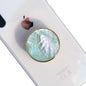 OnTheGrip Cute Natural Seashell Design Round Shape Collapsible Mobile Phone Grip Stand Holder for Smartphone Tablet Cell Phone Accessory (Aqua Blue)