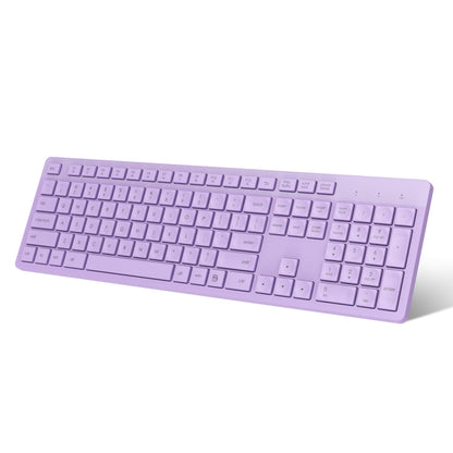 LeadsaiL Purple Wireless Keyboard, 2.4GHz Full-Sized Ergonomic Computer Keyboard, Cordless Noiseless Keyboard,12 FN Shortcuts for Windows MacOS Laptop Computer