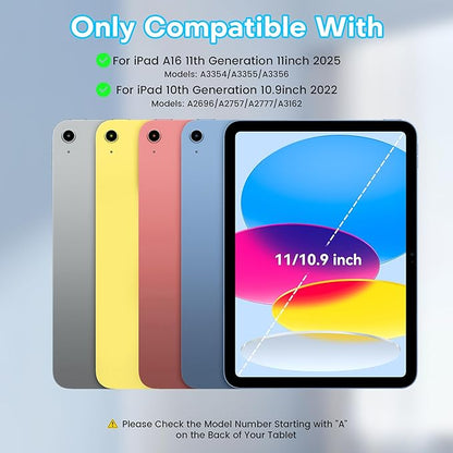 YBING Keyboard Case for iPad 10th Gen 10.9 inch(2022) & 11th Gen(A16, 2025), 360 Rotation Magnetic Cover with 7-Color Backlit Wireless Detachable Keypad with Pencil Holder for iPad 11th/10 Gen (Blue)
