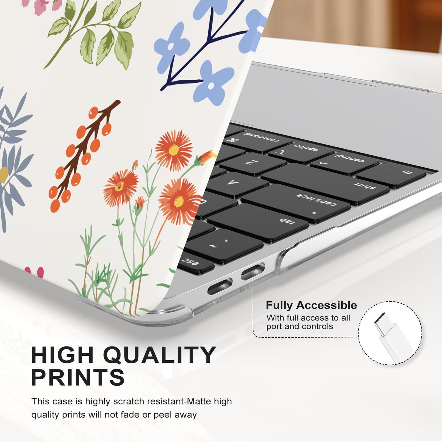 iCasso MacBook Air 13 Inch Case M1 2020 A2337 Elegant Floral White