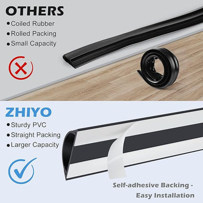 ZhiYo Cord Hider Floor 68in(4xL17in), Rigid PVC Floor Cord Cover, Hard PVC Floor Wire Cover, Floor Cable Cover for Cable Management Floor, Cable Floor Cover Black, Cord Cavity - 1in W x 0.35in H