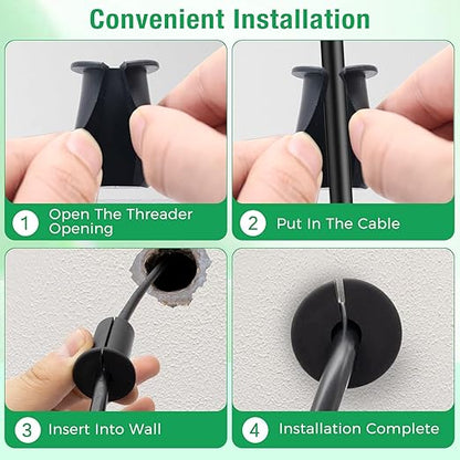 2pc Starlink Cable Grommet 1" Silicone Waterproof Wall Hole Pass Through Split Cable Bushings for TV Wire Ethernet Cord, Starlink Cable Routing Kit Accessories, 52.5mm/2.07" Ht, Black